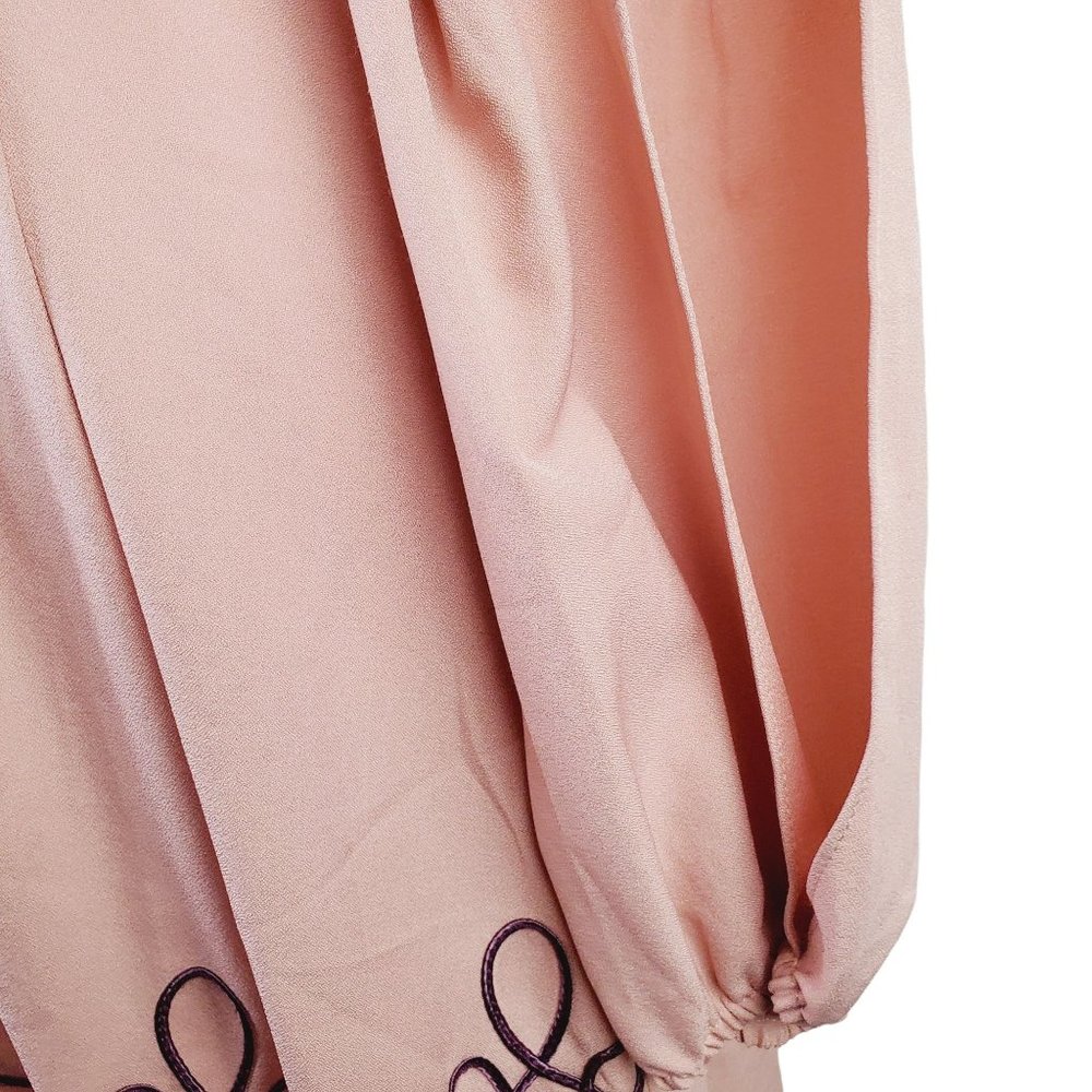 Umgee Pink Pleated A-Line Dress w/ Swirly Appliqué & Cold Shoulder Sleeve, Sz M - Picture 8 of 11